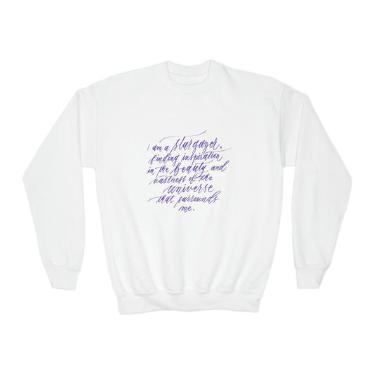 Museum & Planetarium Kids Sweatshirt - "I am a stargazer..." Calligraphy Cotton Blend YOUTH Sweatshirt - I am Empowered #05