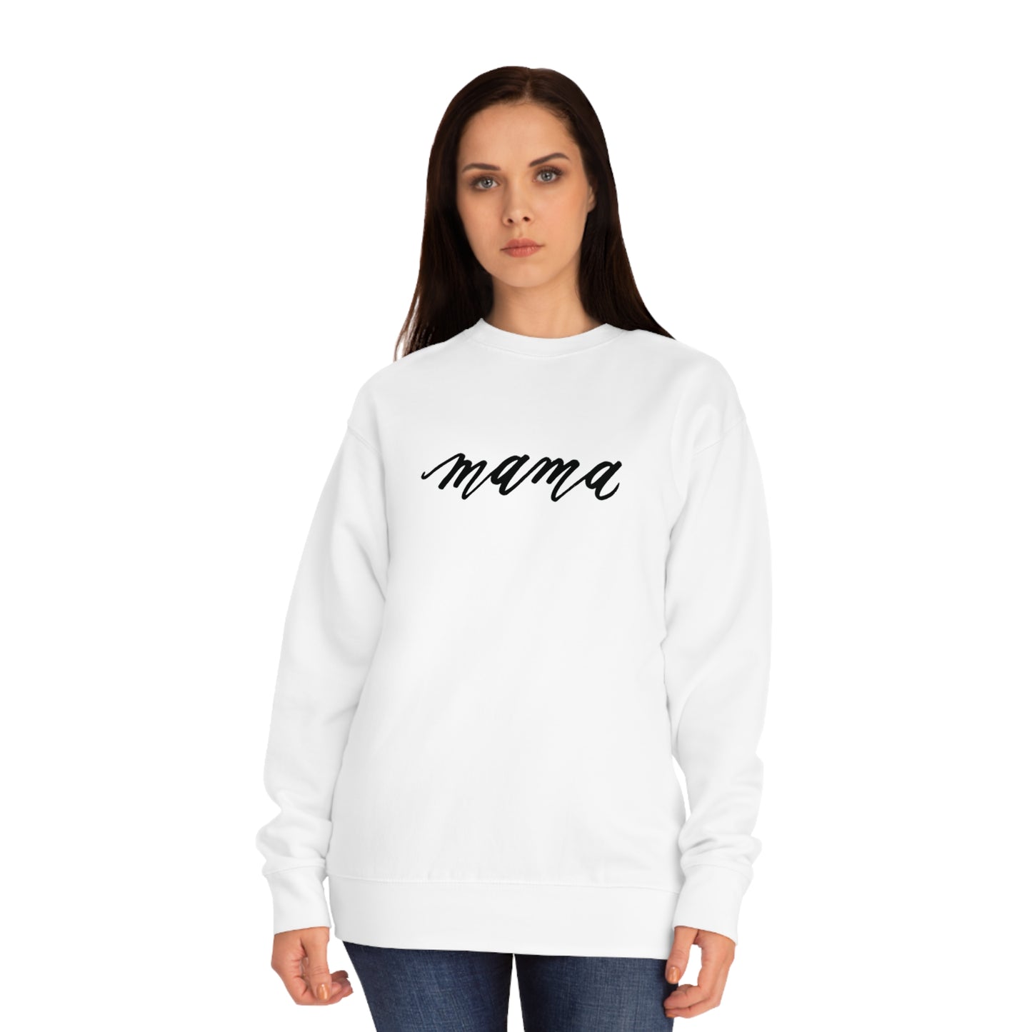 Script "Mama" Calligraphy Printed Everyday Unisex Crew Sweatshirt