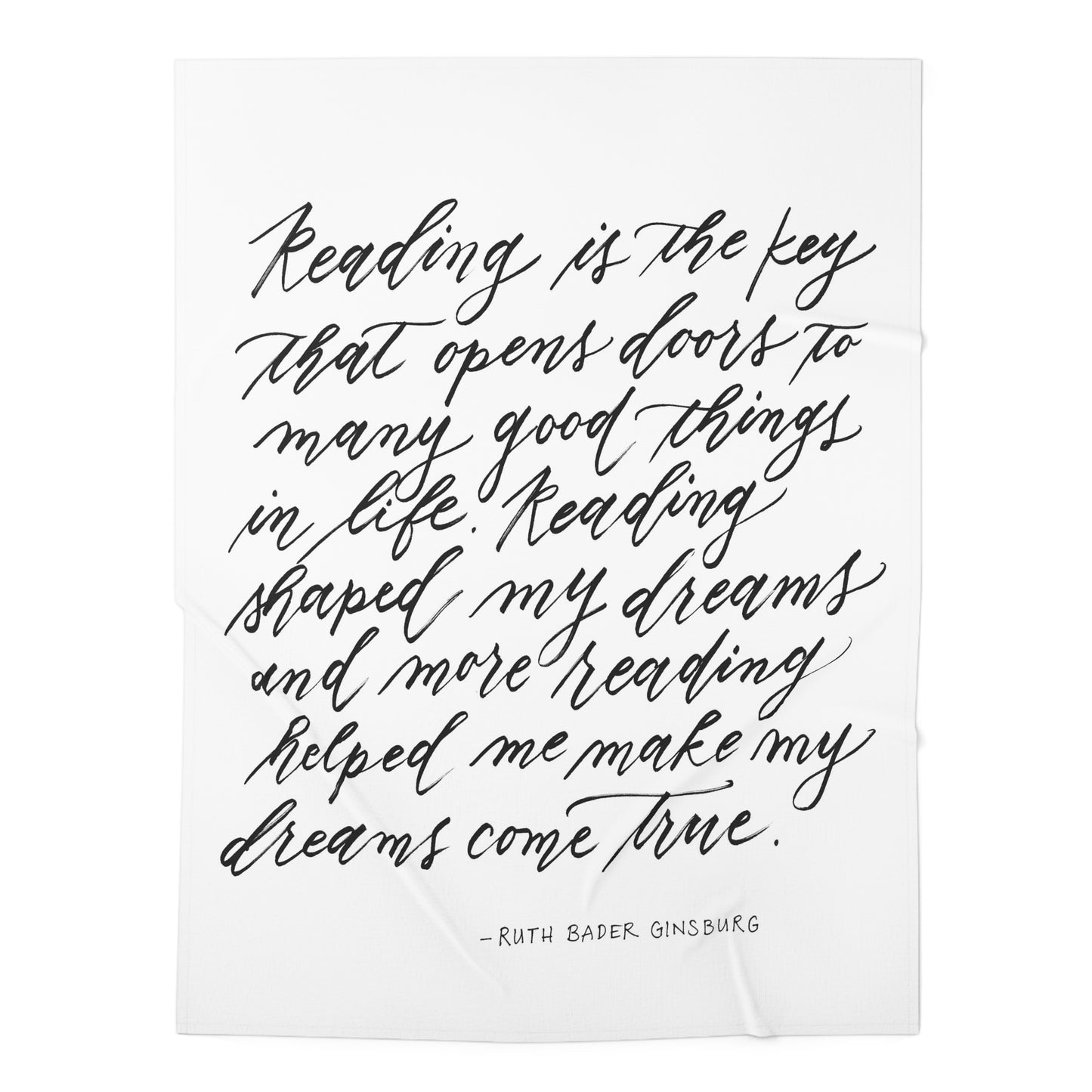 "Reading is Key" Ruth Bader Ginsburg RBG Quote Calligraphy Printed Super Soft Baby Swaddle Blanket