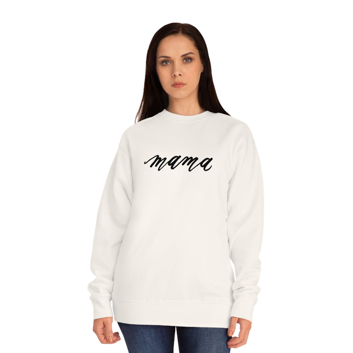 Script "Mama" Calligraphy Printed Everyday Unisex Crew Sweatshirt