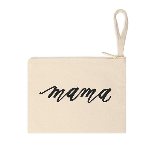 Script "Mama" Calligraphy Printed Accessory Zipper Pouch
