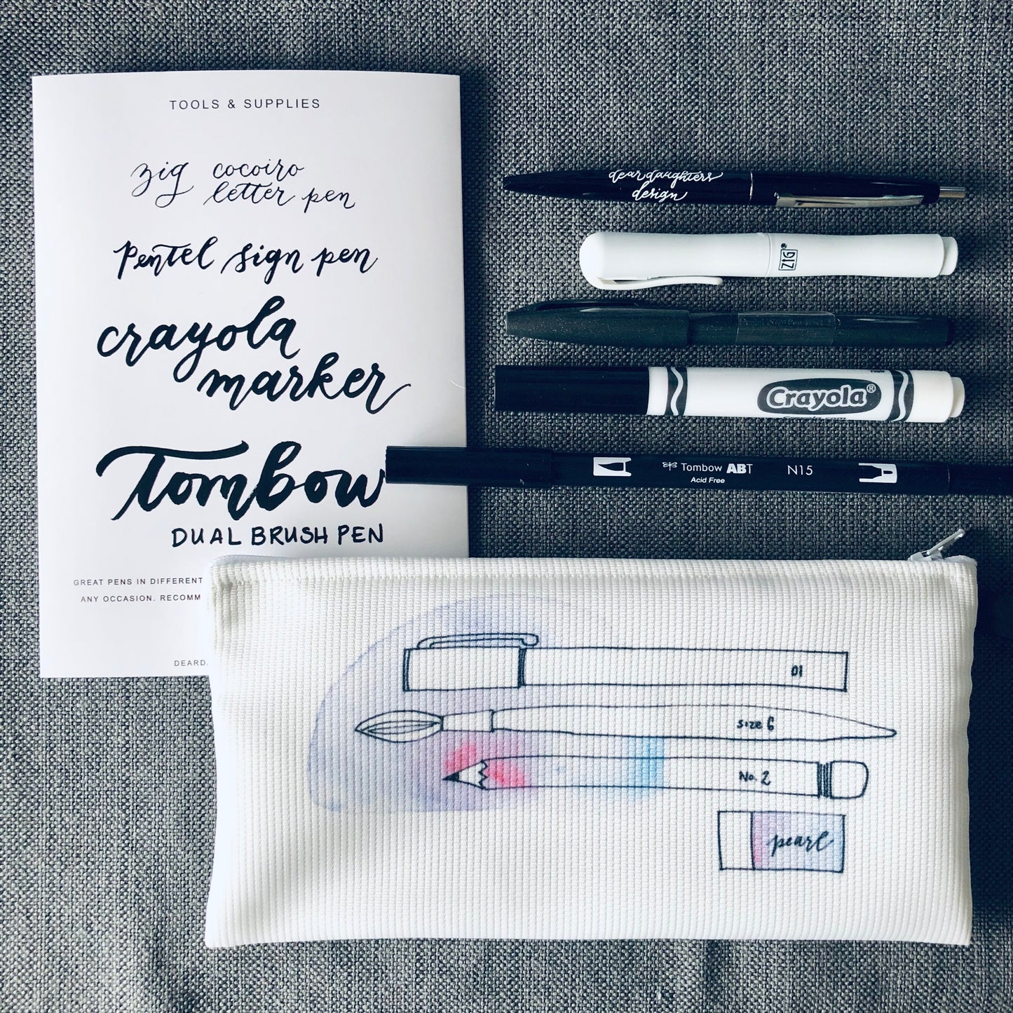 Learn Modern Brush Calligraphy Kit & Pencil Case