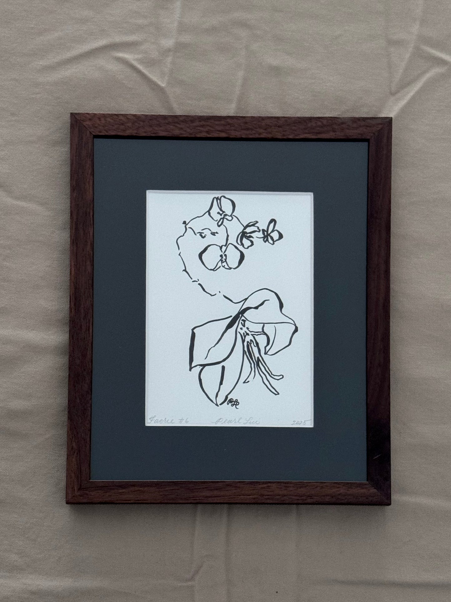 Faerie Orchid #6 - Original Ink on Bristol – Minimalist Botanical Art - Fine Art by NJ Artist