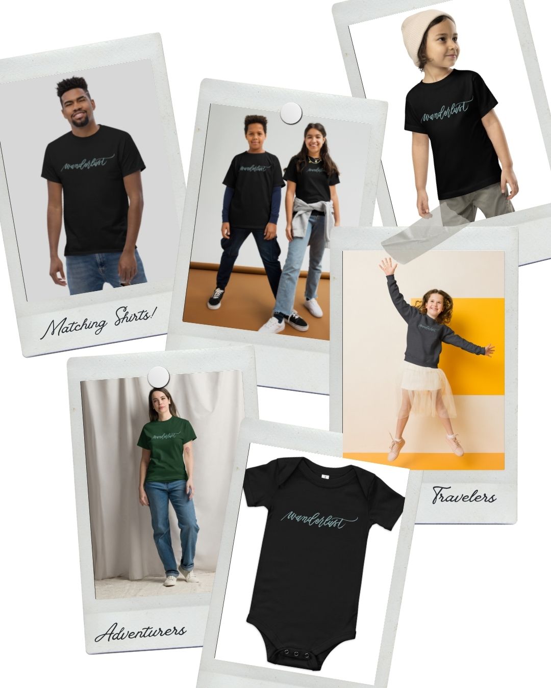 ADULT SIZES - Script "Wanderlust" Grey Green Calligraphy Elegant Positive Quote Printed on Unisex Premium Sweatshirt