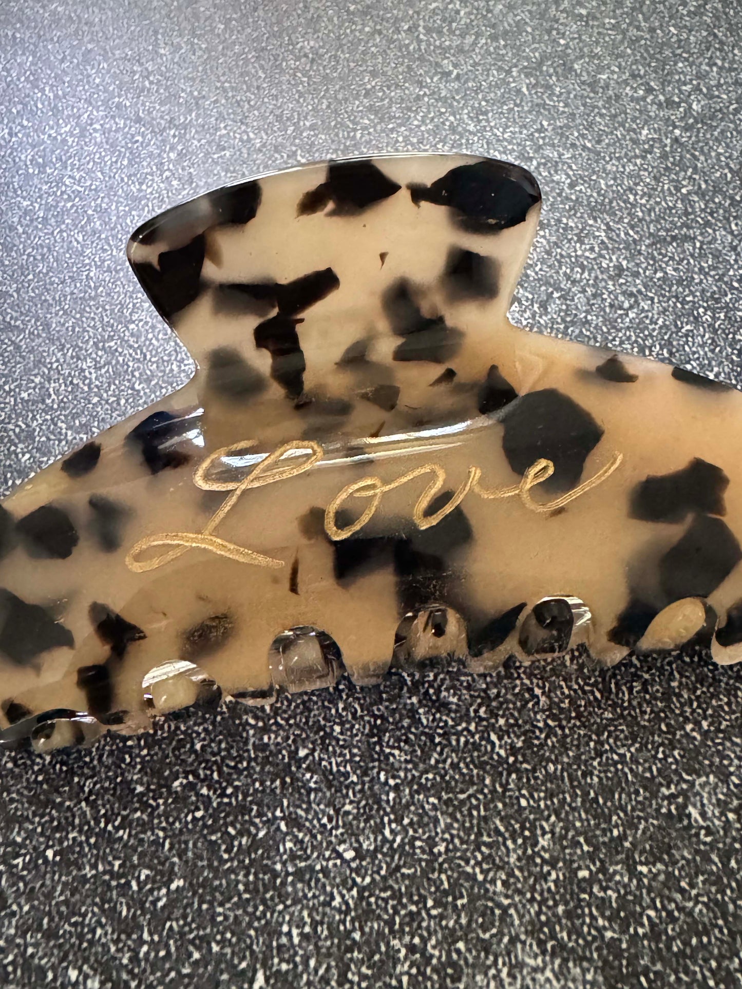 Personalized Hair Clip Gift: Custom Engraved LIGHT Tortoiseshell Claw Clip