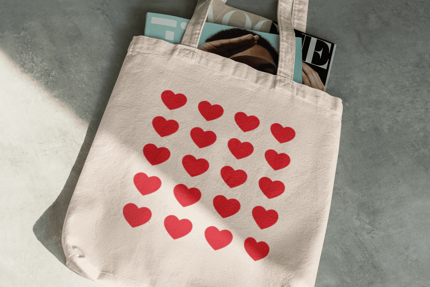 Red Hearts Eco Tote Bag - Dear Daughters Design