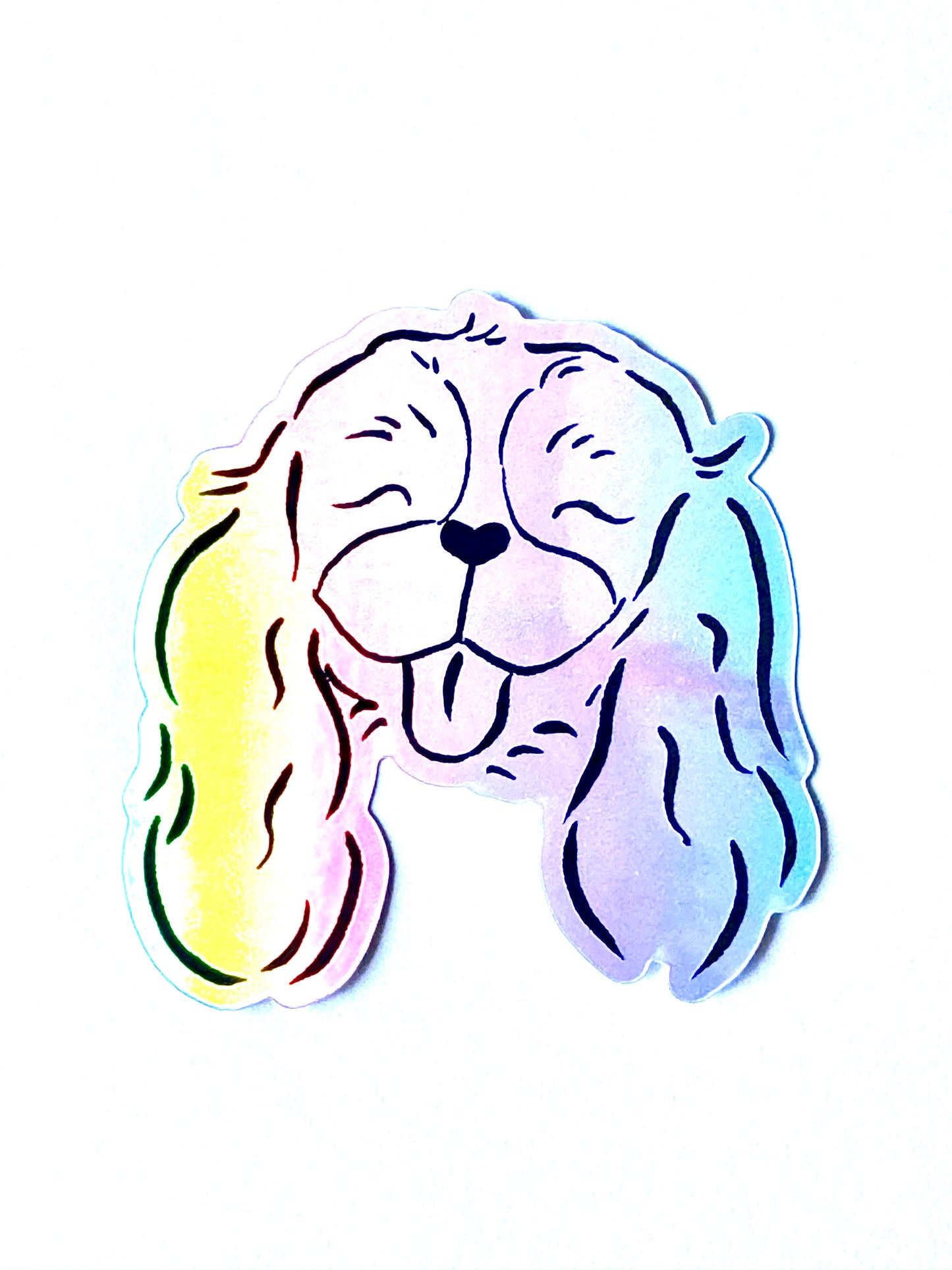 Cocker Spaniel / King Charles Spaniel Dog Holographic Sticker - Puppy Smiles Waterproof Vinyl Decal Sticker (Copy) - Dear Daughters Design
