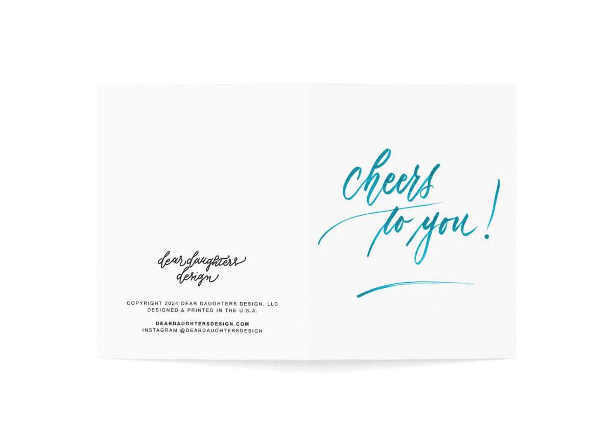 "Cheers to you!" Turquoise Thank You Greeting Card - Gratitude #07