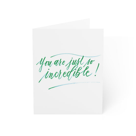 "You are just so incredible!" Green Blue Thank You Greeting Card - Gratitude #06