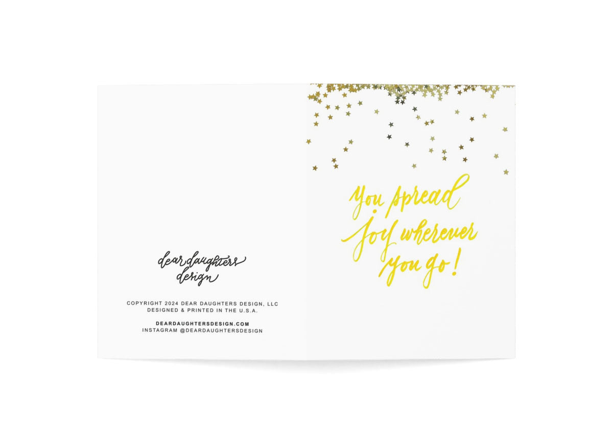 "You spread joy wherever you go!" Yellow Thank You Greeting Card - Gratitude #04