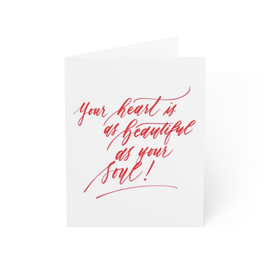 "Your heart is as beautiful as your soul!" Red Thank You Greeting Card - Gratitude #01