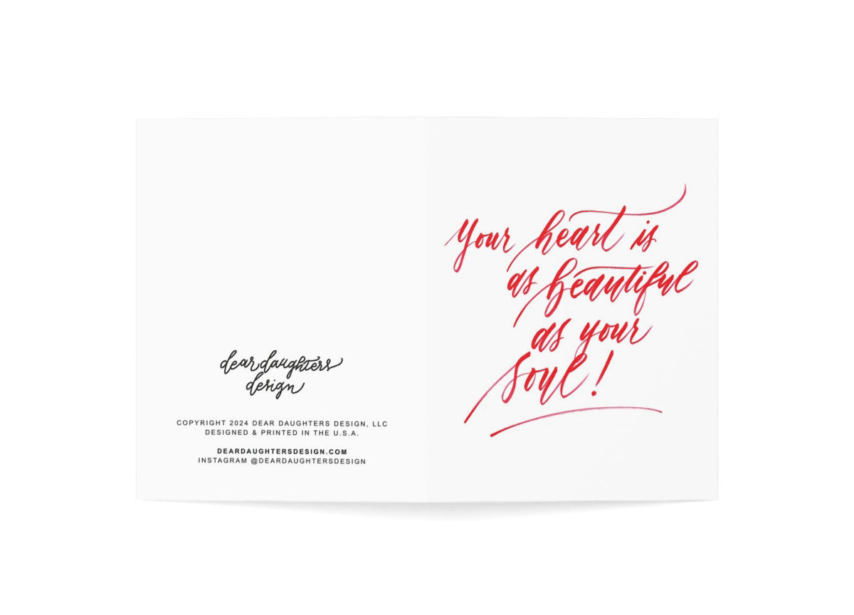 "Your heart is as beautiful as your soul!" Red Thank You Greeting Card - Gratitude #01
