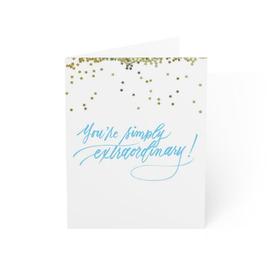 "You are simply extraordinary!" Sky Blue Thank You Greeting Card