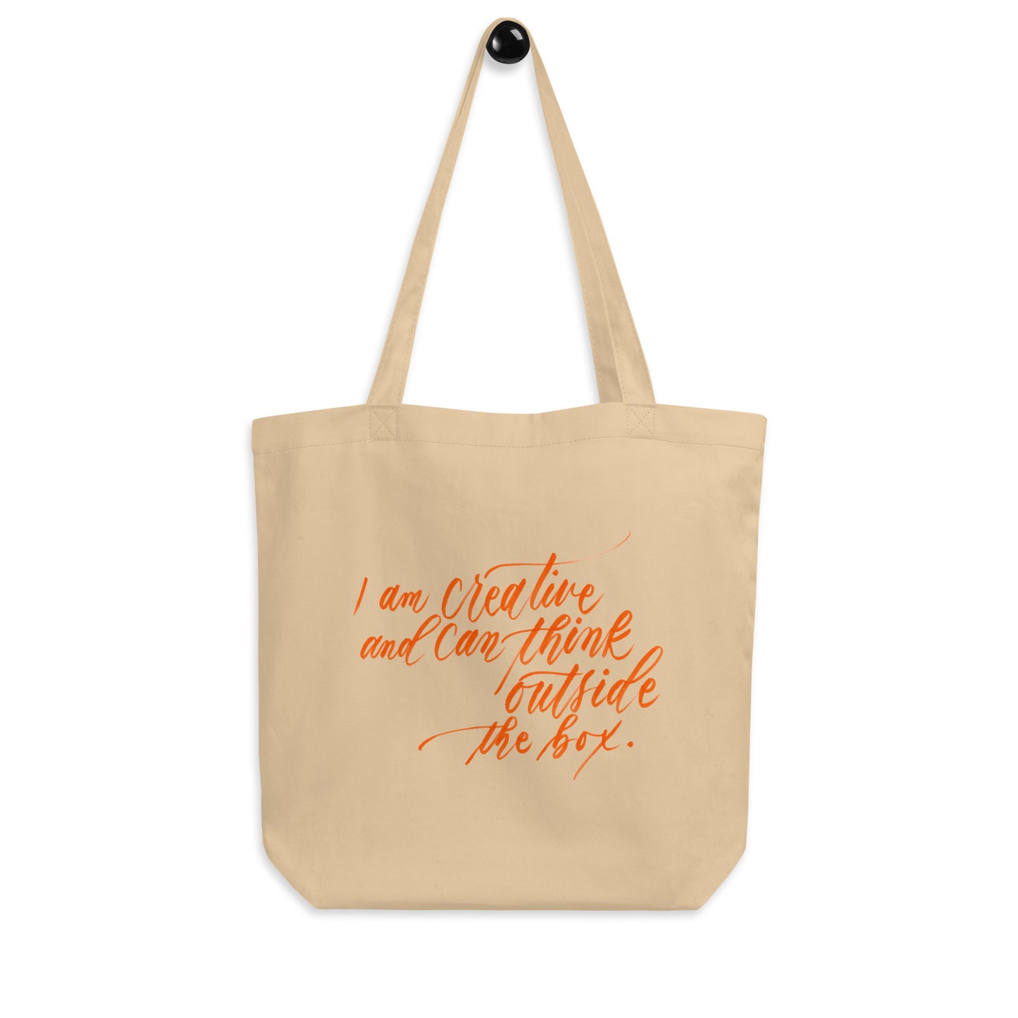 Art Tote - "I am creative..." Calligraphy Printed on Certified Organic Cotton Canvas MEDIUM Tote Bag - I am Empowered #03