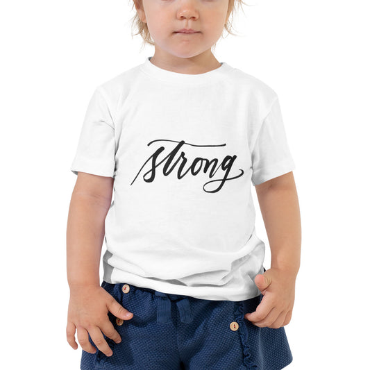 Script "Strong" Calligraphy Toddler Short Sleeve Tee