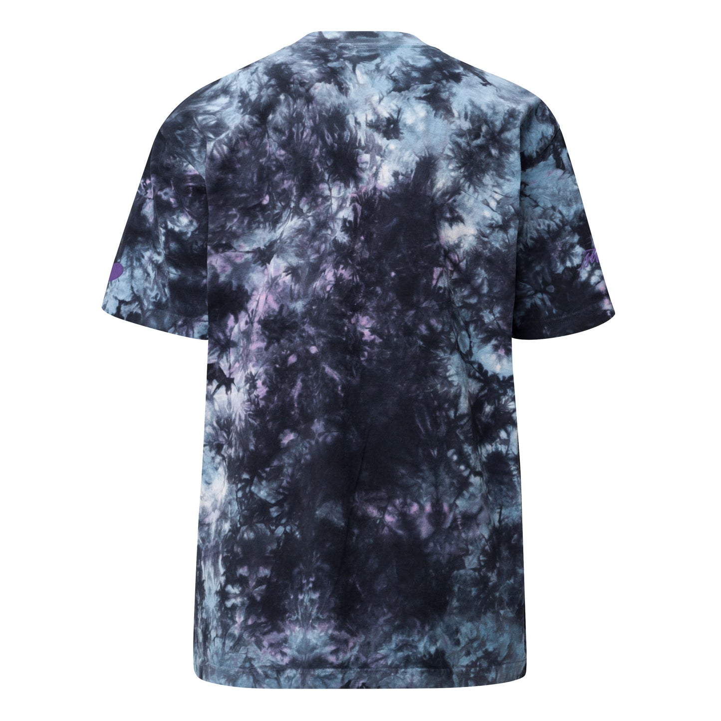 Embroidered Purple "Strong" Calligraphy Oversized Tie-Dye T-Shirt