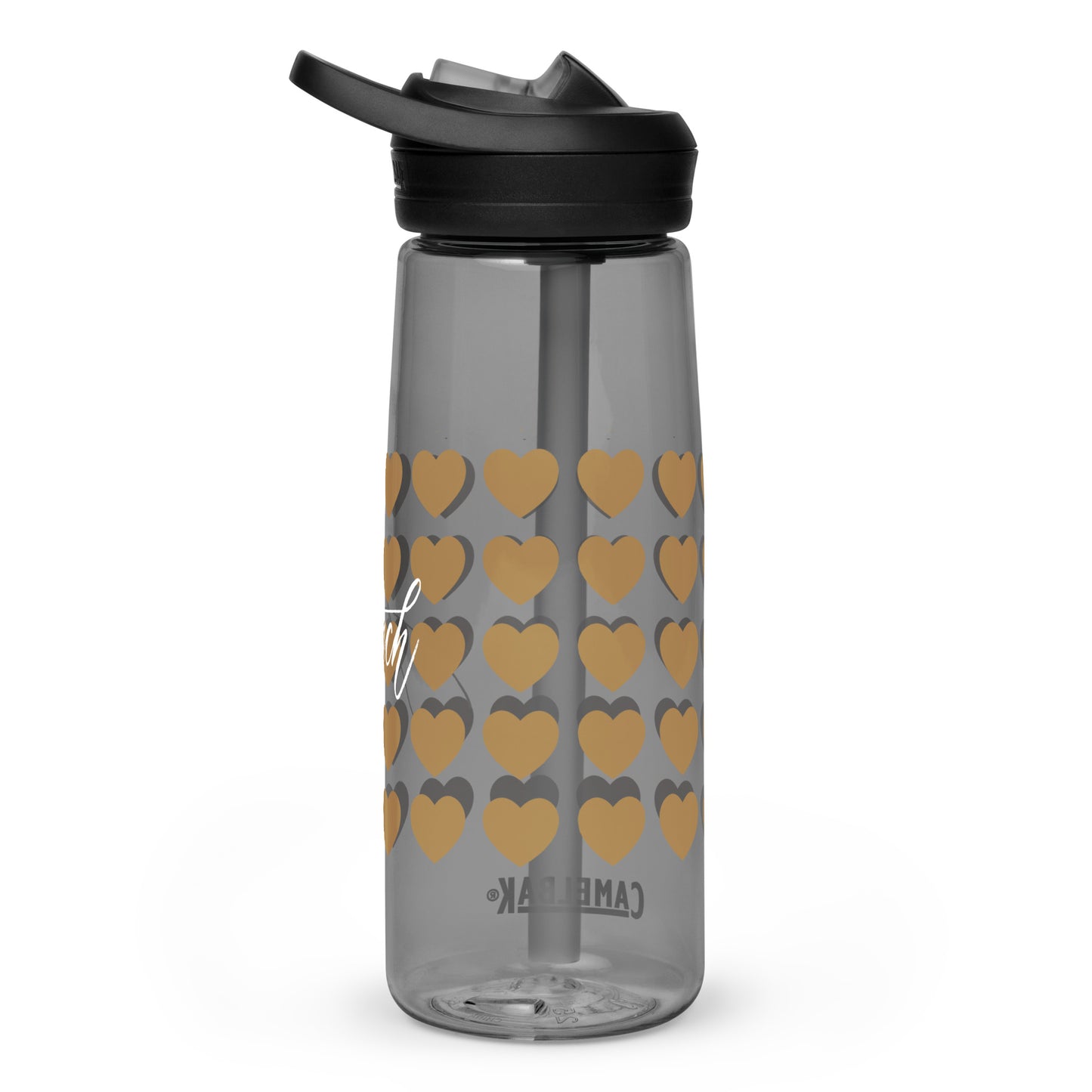 CamelBak Hearts Pattern & Handwritten "Teach" Calligraphy White Chalk Script Printed CamelBak Sports Water Bottle - Teach Because #06