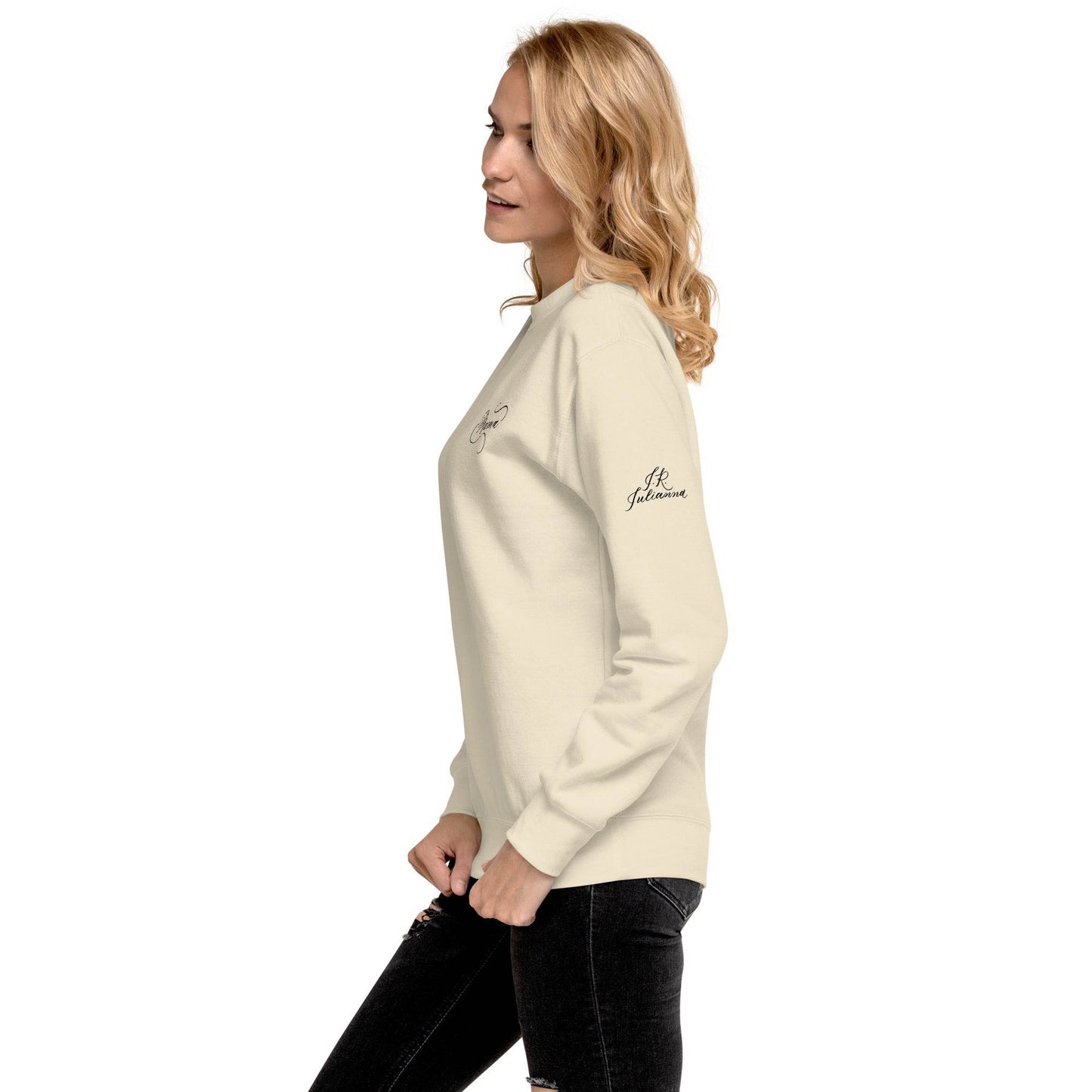 CUSTOM3 Updated - Judy Mama Chest Arm (Two Location Printing) - Unisex Premium Sweatshirt - Holiday Matching Gift - CUSTOM - Dear Daughters Design