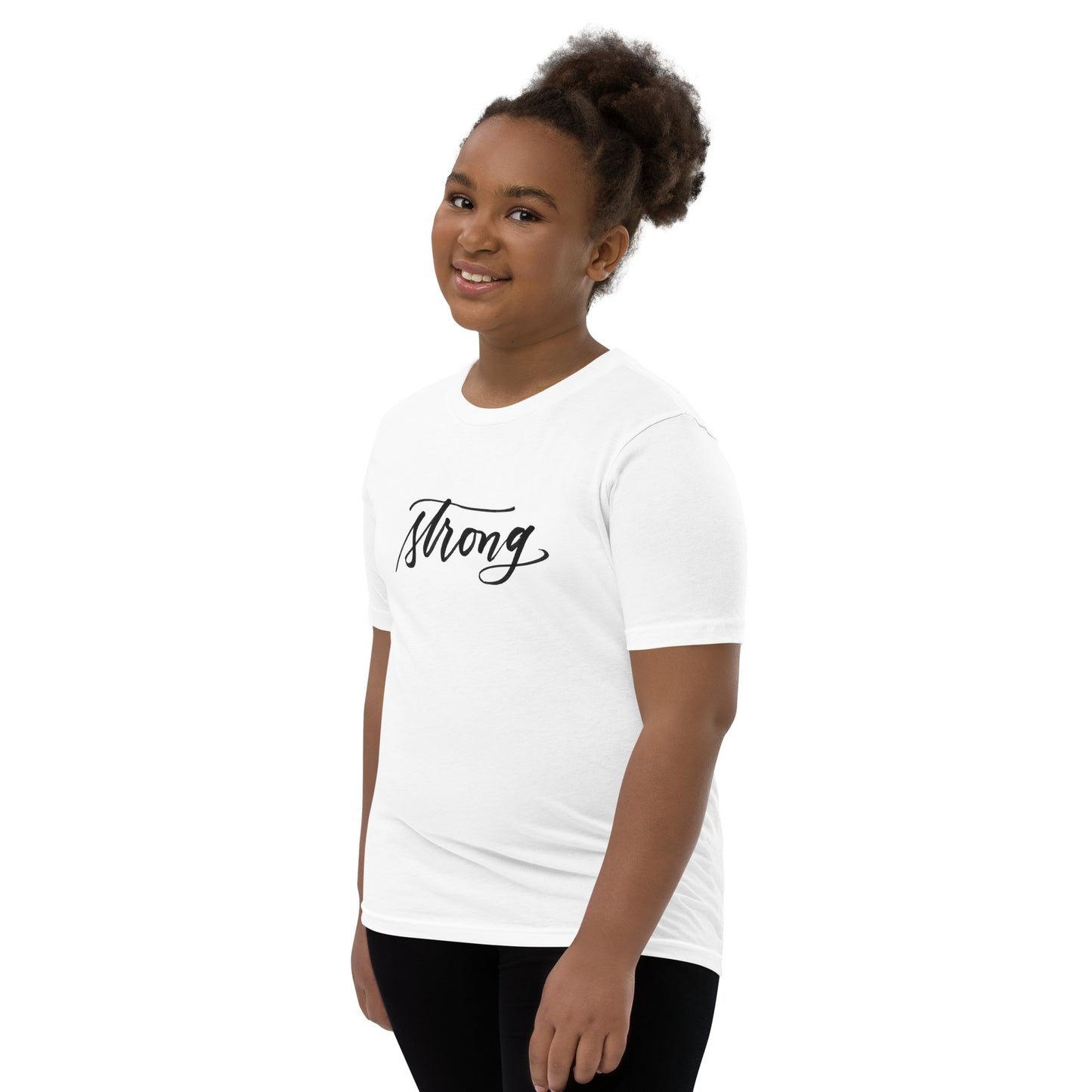 Script "Strong" Calligraphy Youth Short Sleeve T-Shirt