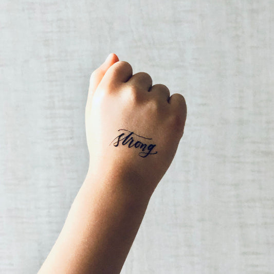 Tattly 1.5" "Strong" Calligraphy Temporary Tattoo - Set of 5