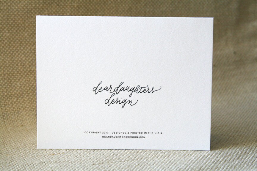 Dear Daughters Design greeting card back