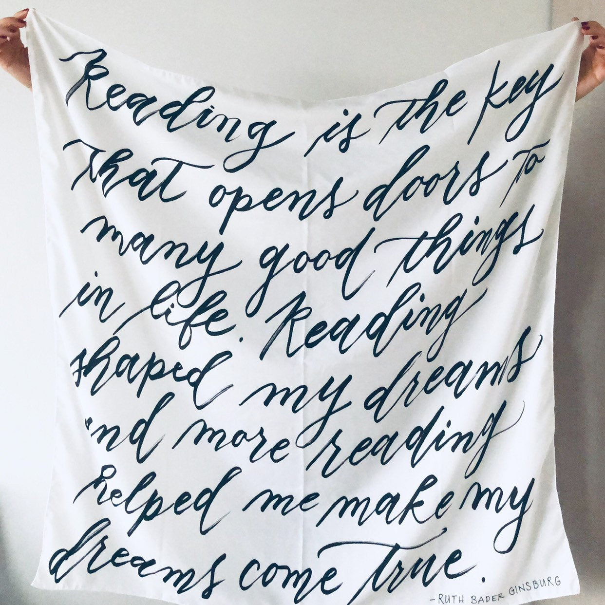 Gift for Readers or Teachers - Scarf with Reading Quote by Ruth Bader Ginsburg (RBG)