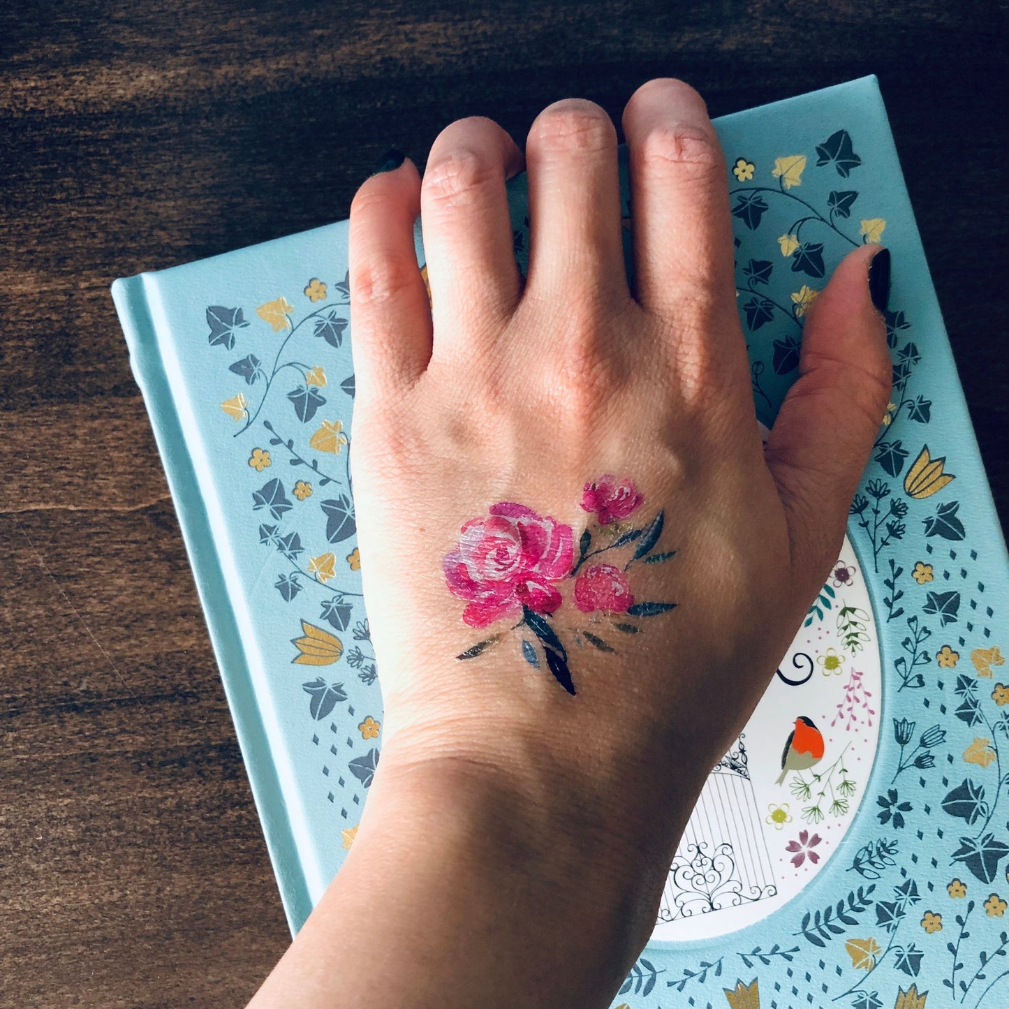 Tattly 2" Watercolor Rose Temporary Tattoo - Single Floral Temp Tattoo