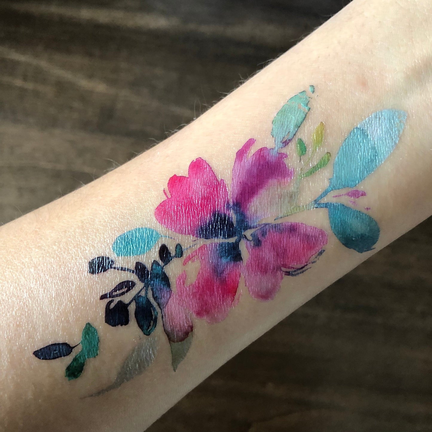 Tattly Nearly 4" Watercolor Rose Temporary Tattoo - Single Floral Temp Tattoo