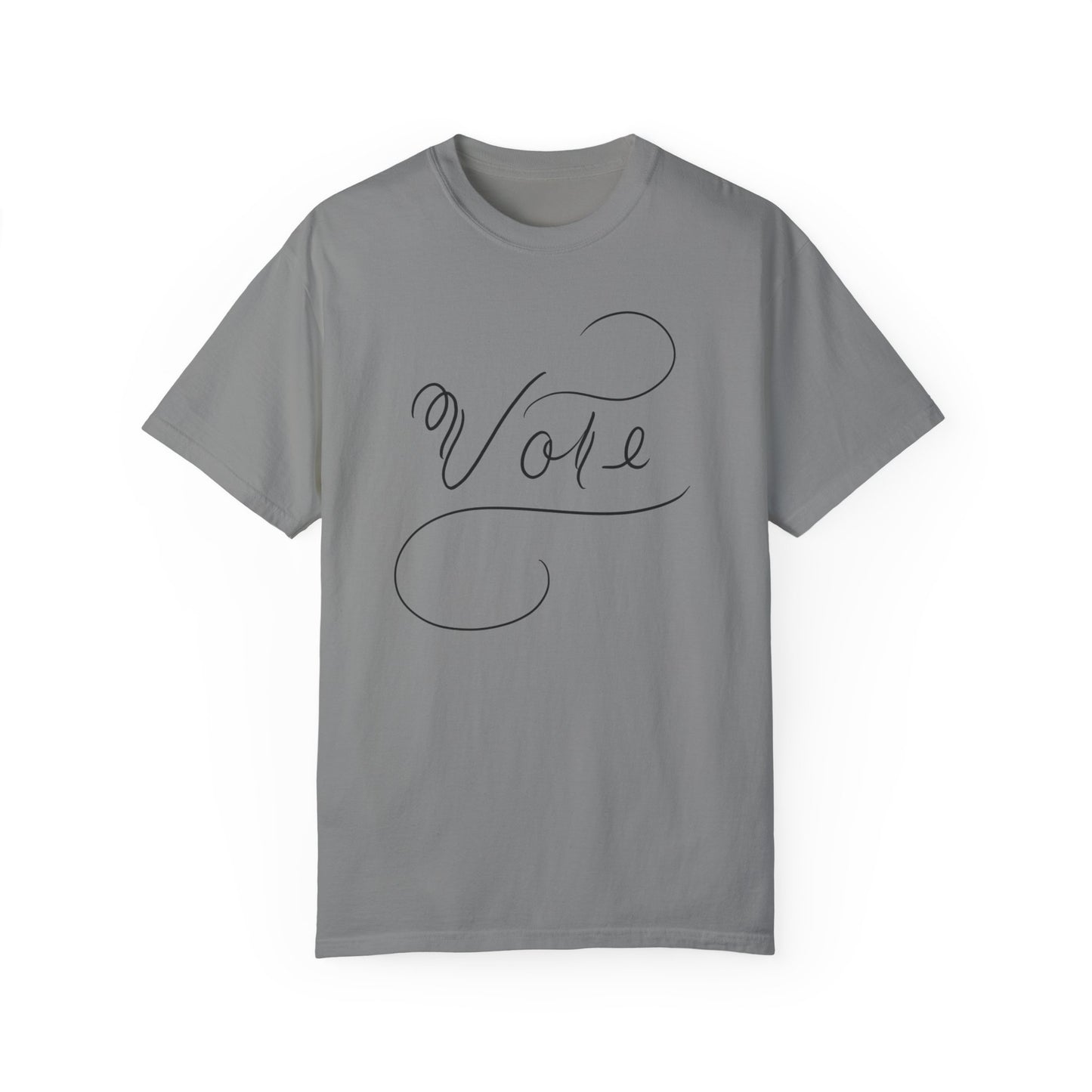 Unique "Vote" T-Shirt - Black Script Printed Calligraphy Unisex Shirt