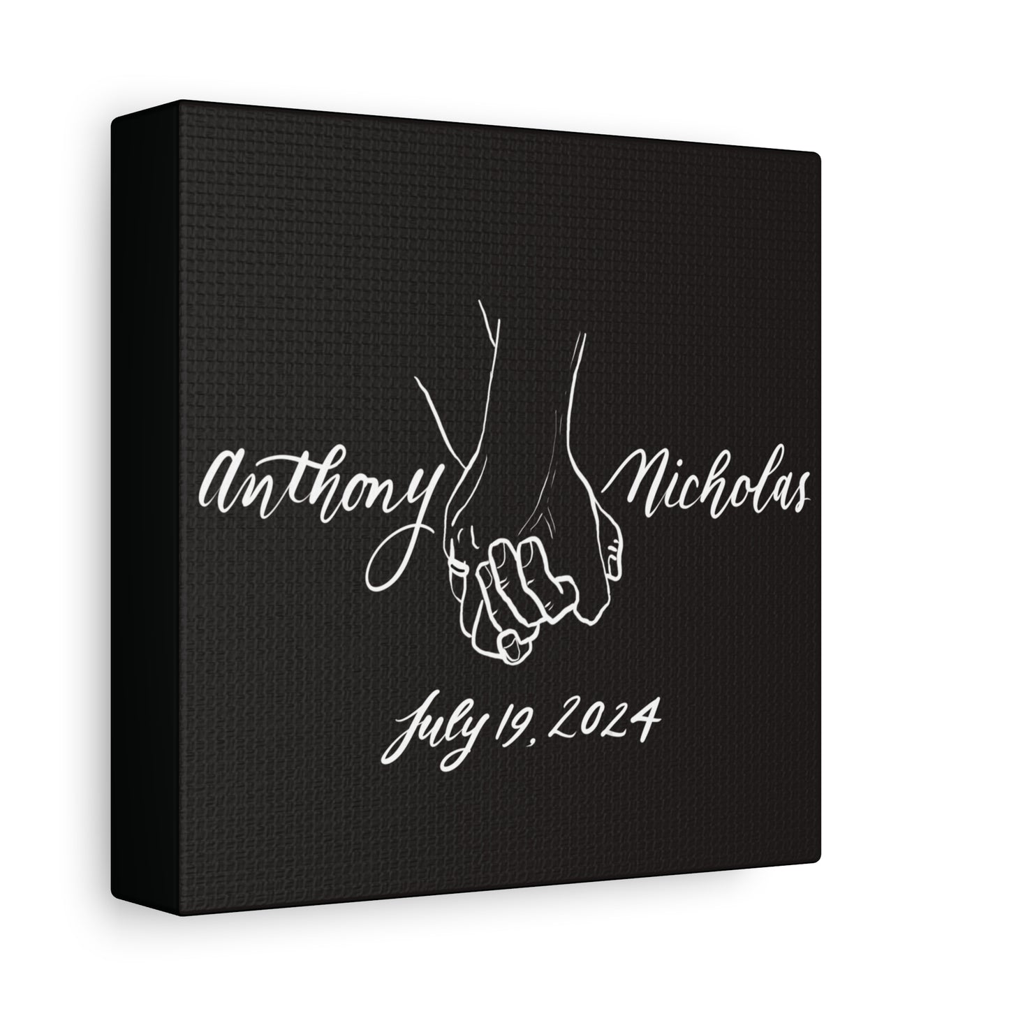 CUSTOM3 w Ring - Anthony & Nicholas - White Sketch on Black Canvas - Wedding Gift - Matte Canvas, Stretched, 1.25" - CUSTOM