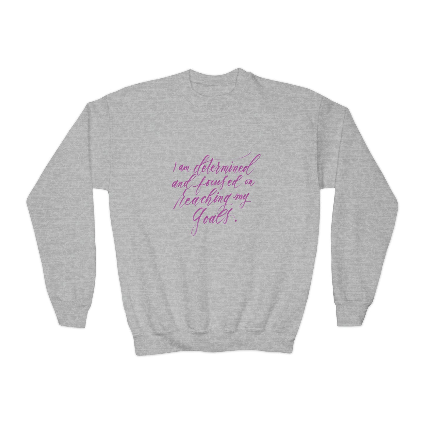 Determined Kids Sweatshirt - "I am determined..." Calligraphy Cotton Blend YOUTH Sweatshirt - I am Empowered #01