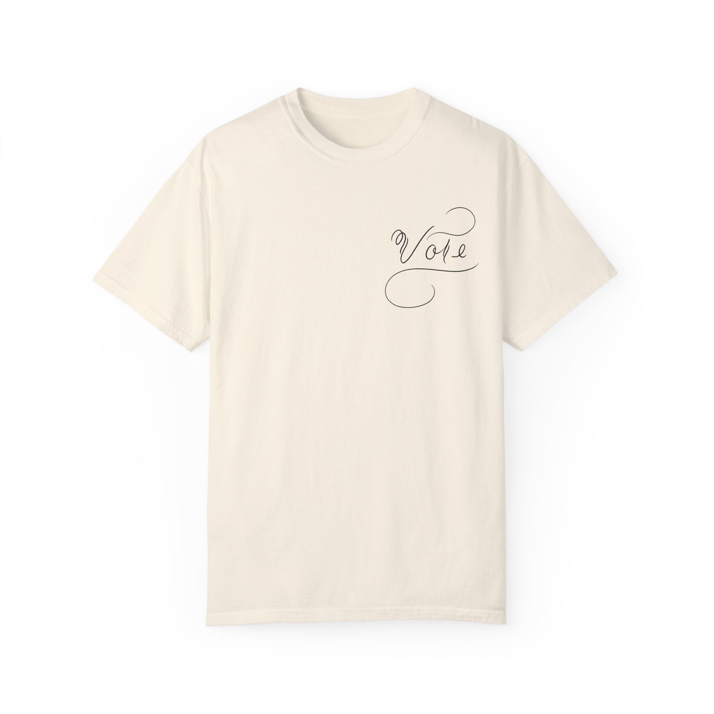 Unique "Vote" T-Shirt - Black Script Printed Calligraphy Unisex Shirt