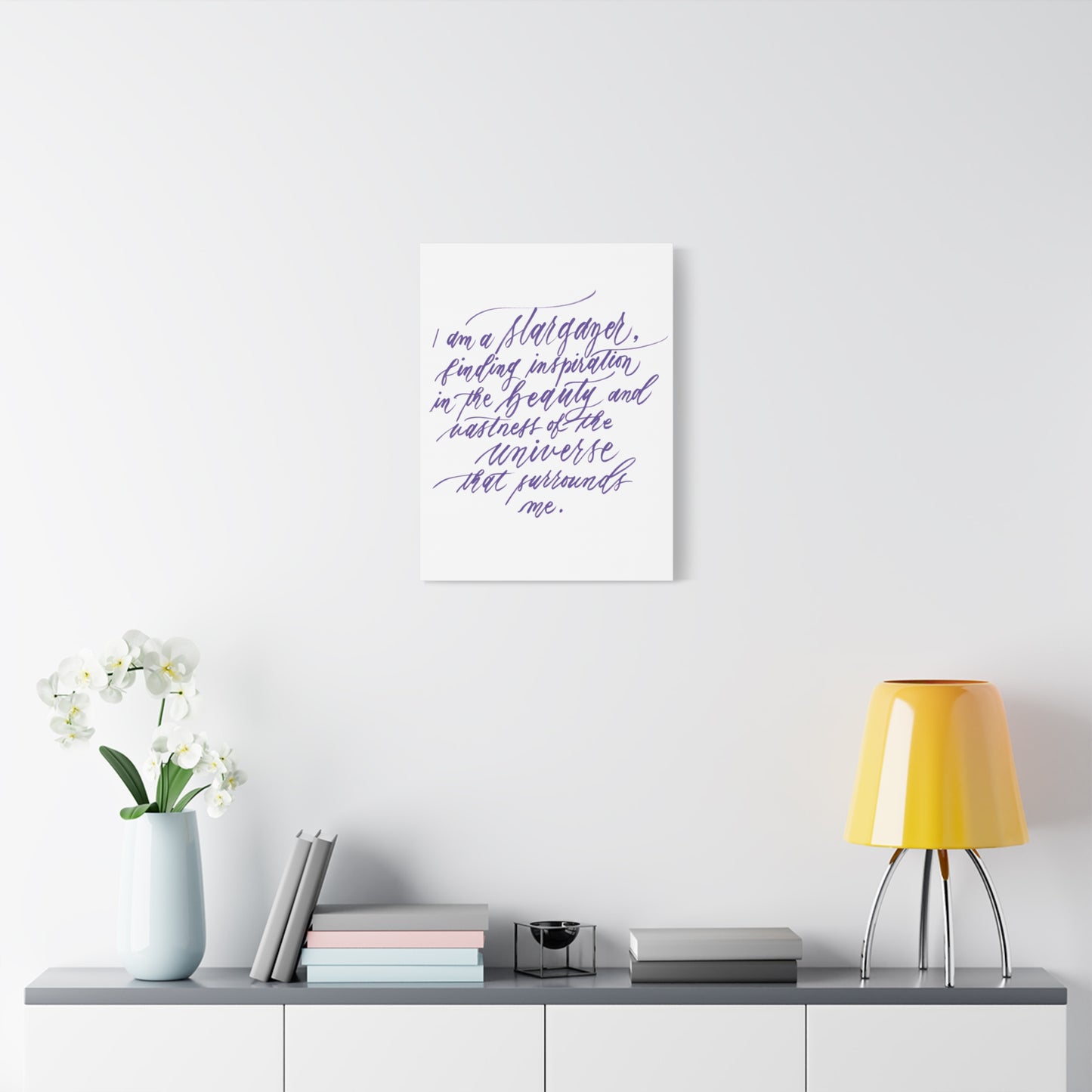 Wall Decor Canvas - "I am a stargazer..." Handwritten Calligraphy Printed on Matte Canvas, Stretched, 1.25" Depth - I am Empowered #05