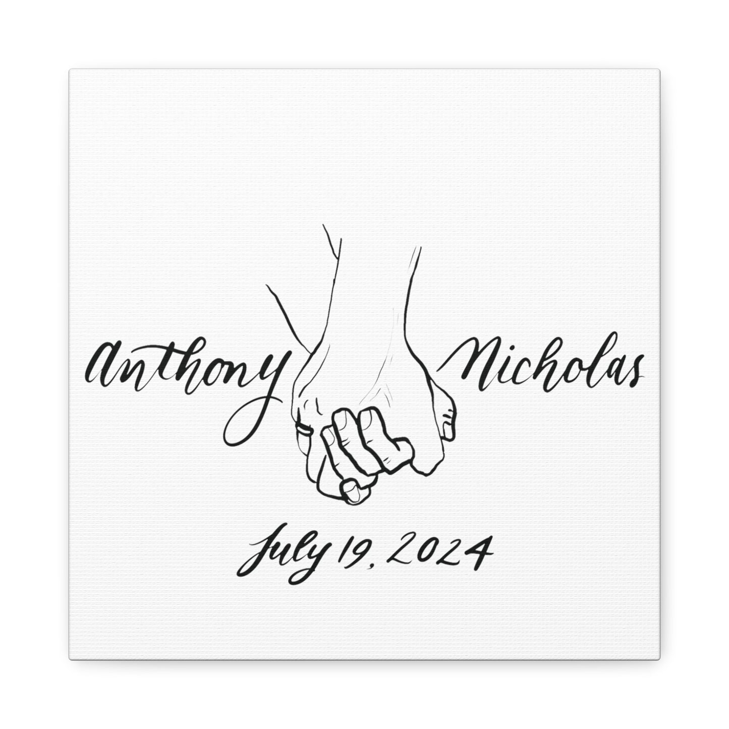 CUSTOM3 w Rings - Anthony & Nicholas - Black Sketch on White Canvas - Wedding Gift - Matte Canvas, Stretched, 1.25" - CUSTOM