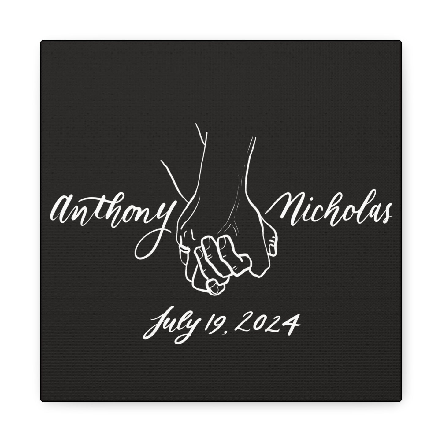 CUSTOM3 w Ring - Anthony & Nicholas - White Sketch on Black Canvas - Wedding Gift - Matte Canvas, Stretched, 1.25" - CUSTOM