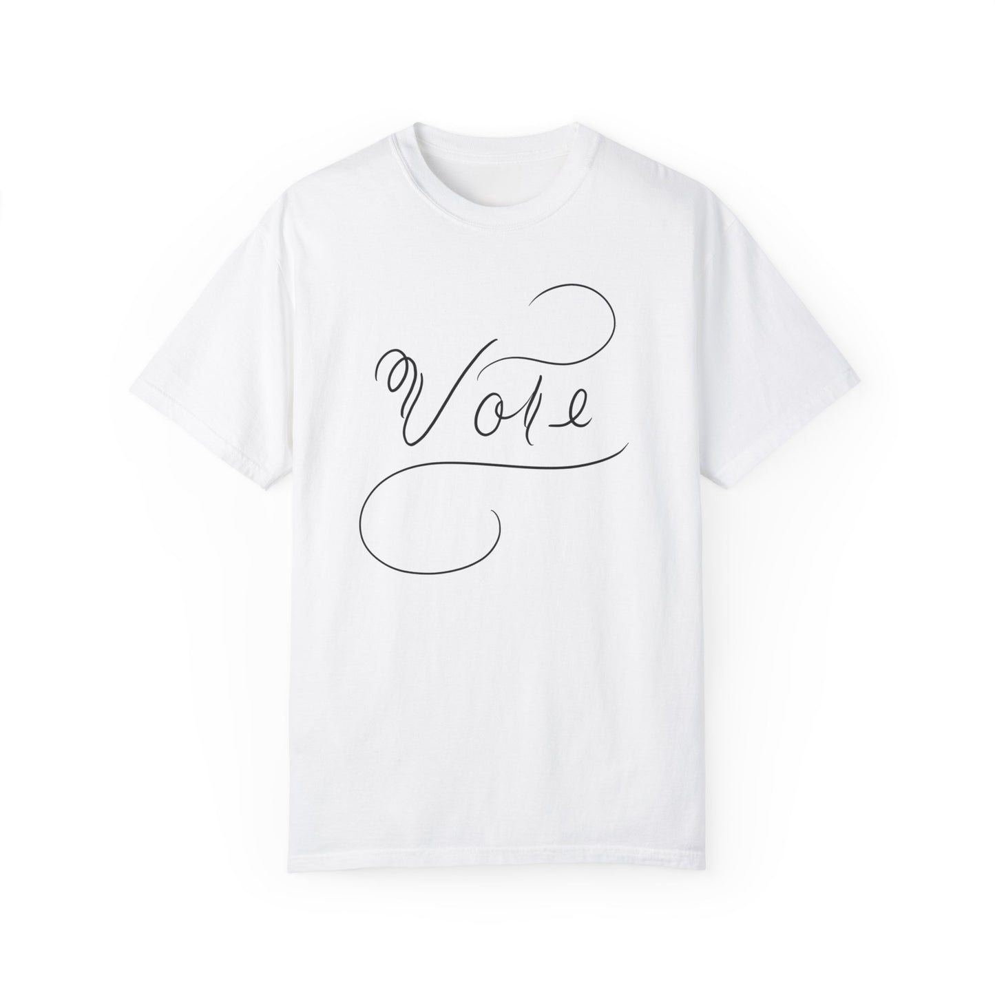 Unique "Vote" T-Shirt - Black Script Printed Calligraphy Unisex Shirt