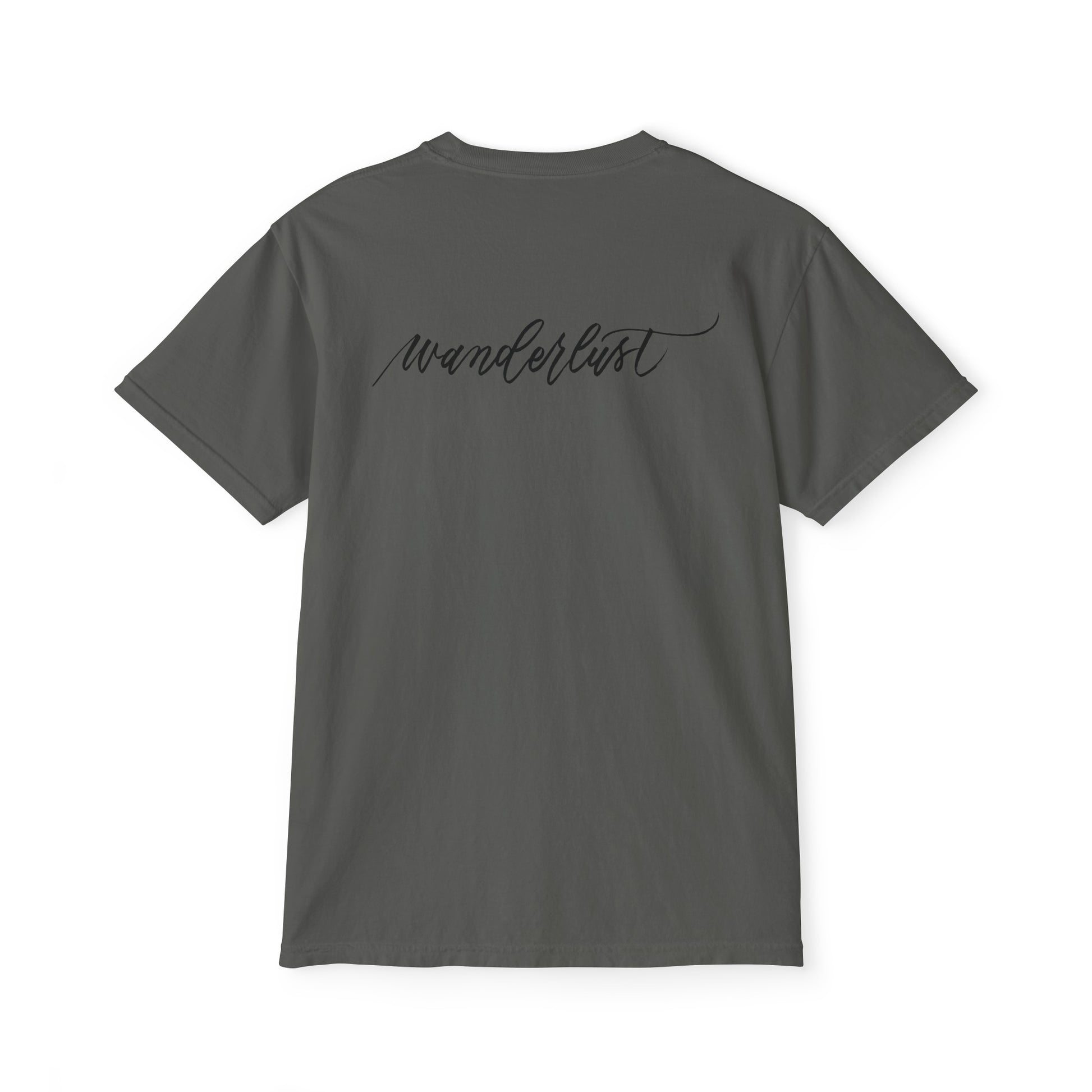 Wanderlust t-shirt in dark grey.