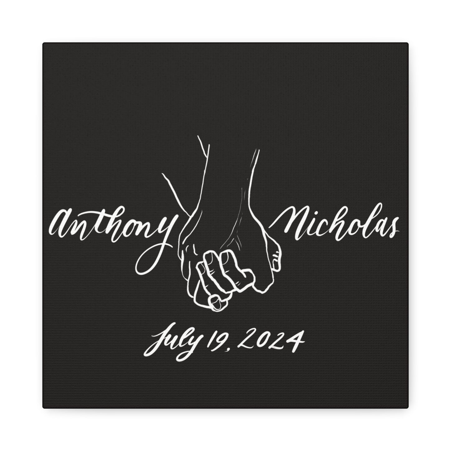 CUSTOM2 - Anthony & Nicholas - White Sketch on Black Canvas - Wedding Gift - Matte Canvas, Stretched, 1.25" - CUSTOM