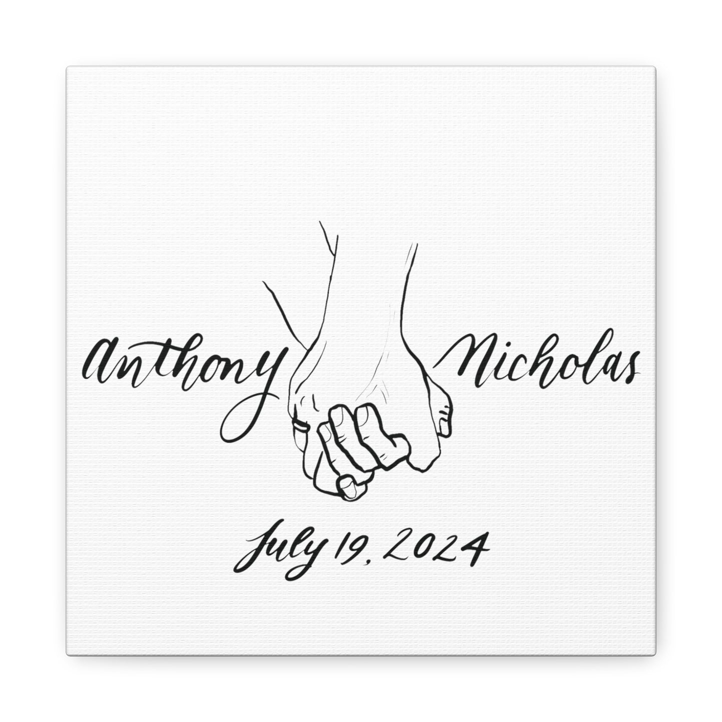 CUSTOM3 w Rings - Anthony & Nicholas - Black Sketch on White Canvas - Wedding Gift - Matte Canvas, Stretched, 1.25" - CUSTOM