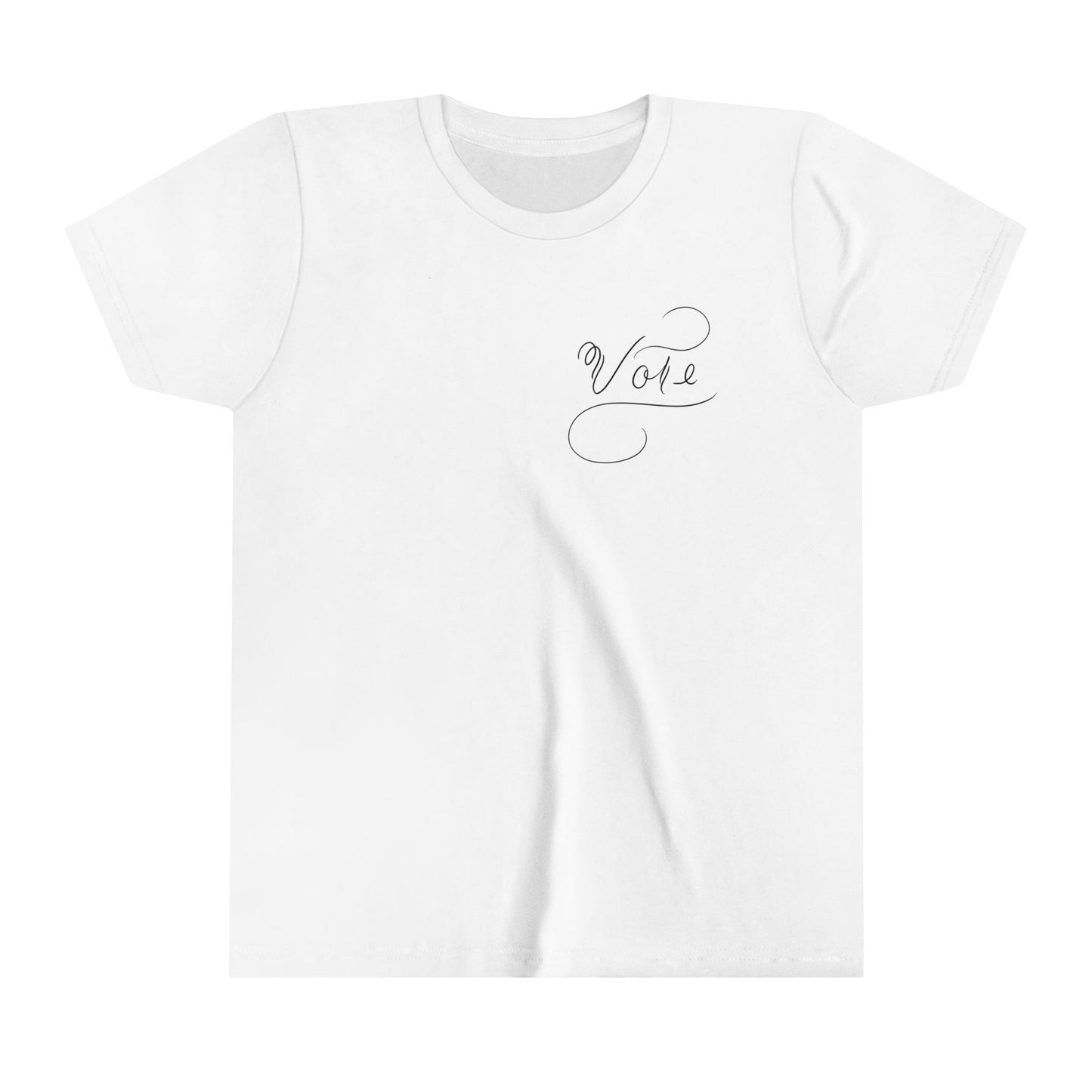 Unique "Vote" T-shirt for KIDS - Black Script Calligraphy Printed Youth Short Sleeve Tee