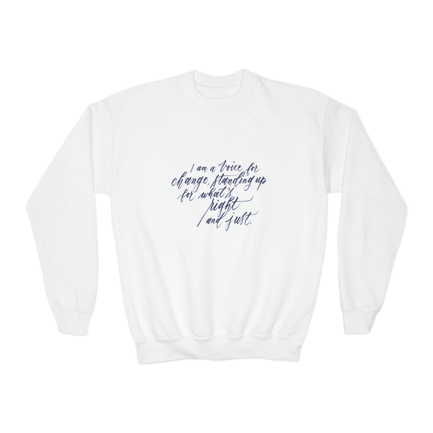 Advocacy Kids Sweatshirt - "I am a voice..." Calligraphy Printed Cotton Blend YOUTH Crew Sweatshirt - I am Empowered #09