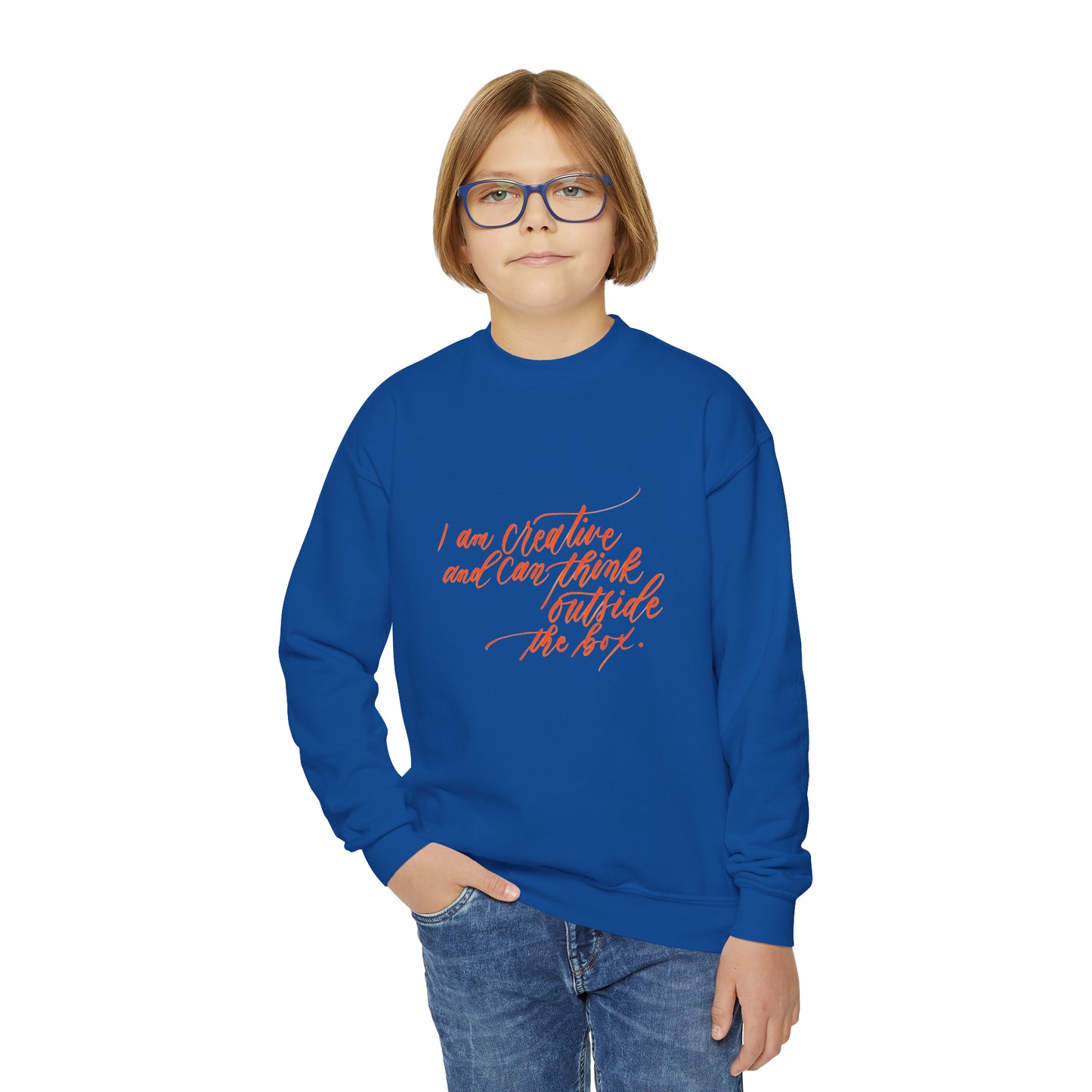 Arts Kids Sweatshirt - "I am creative..." Calligraphy Cotton Blend YOUTH Sweatshirt - I am Empowered #03