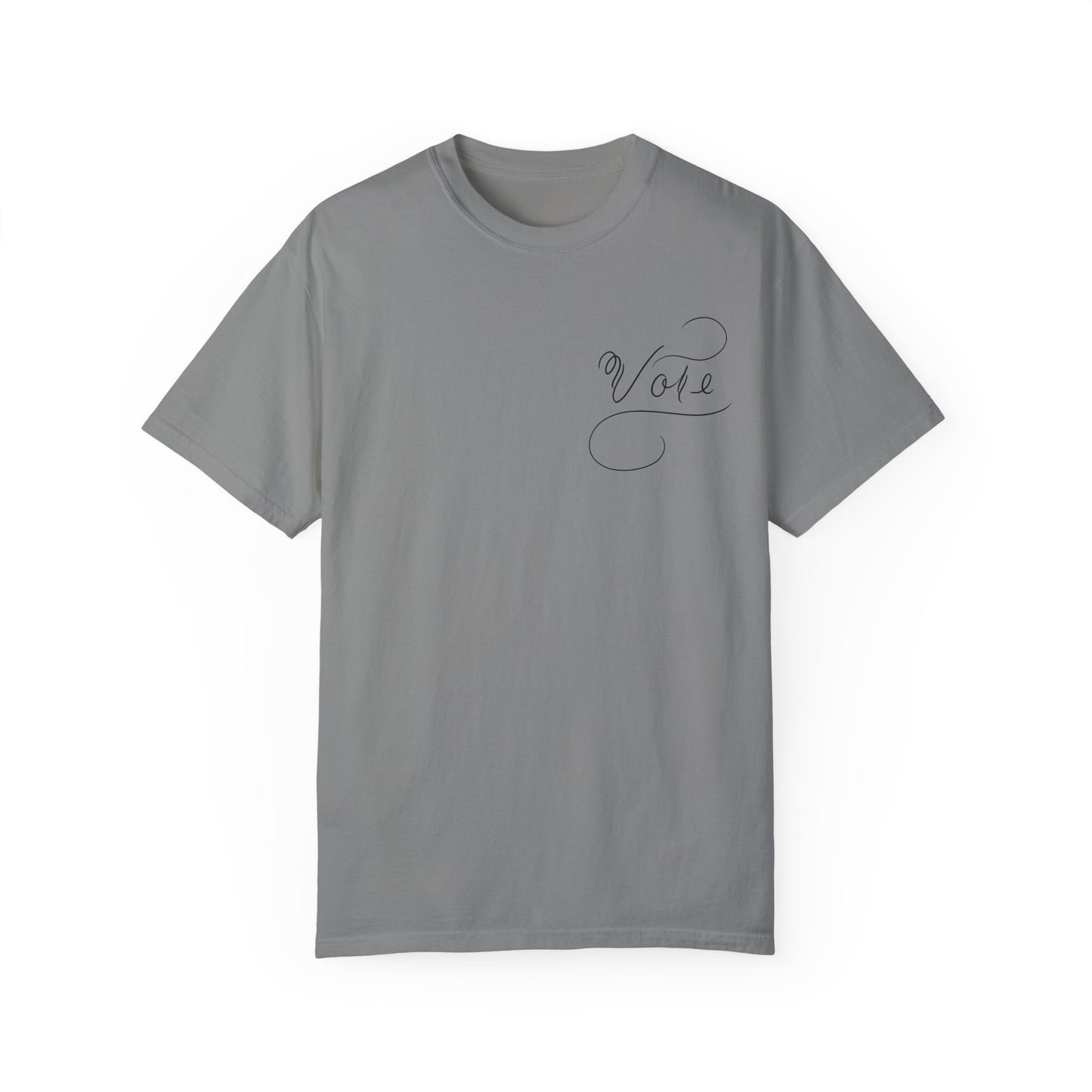 Unique "Vote" T-Shirt - Black Script Printed Calligraphy Unisex Shirt