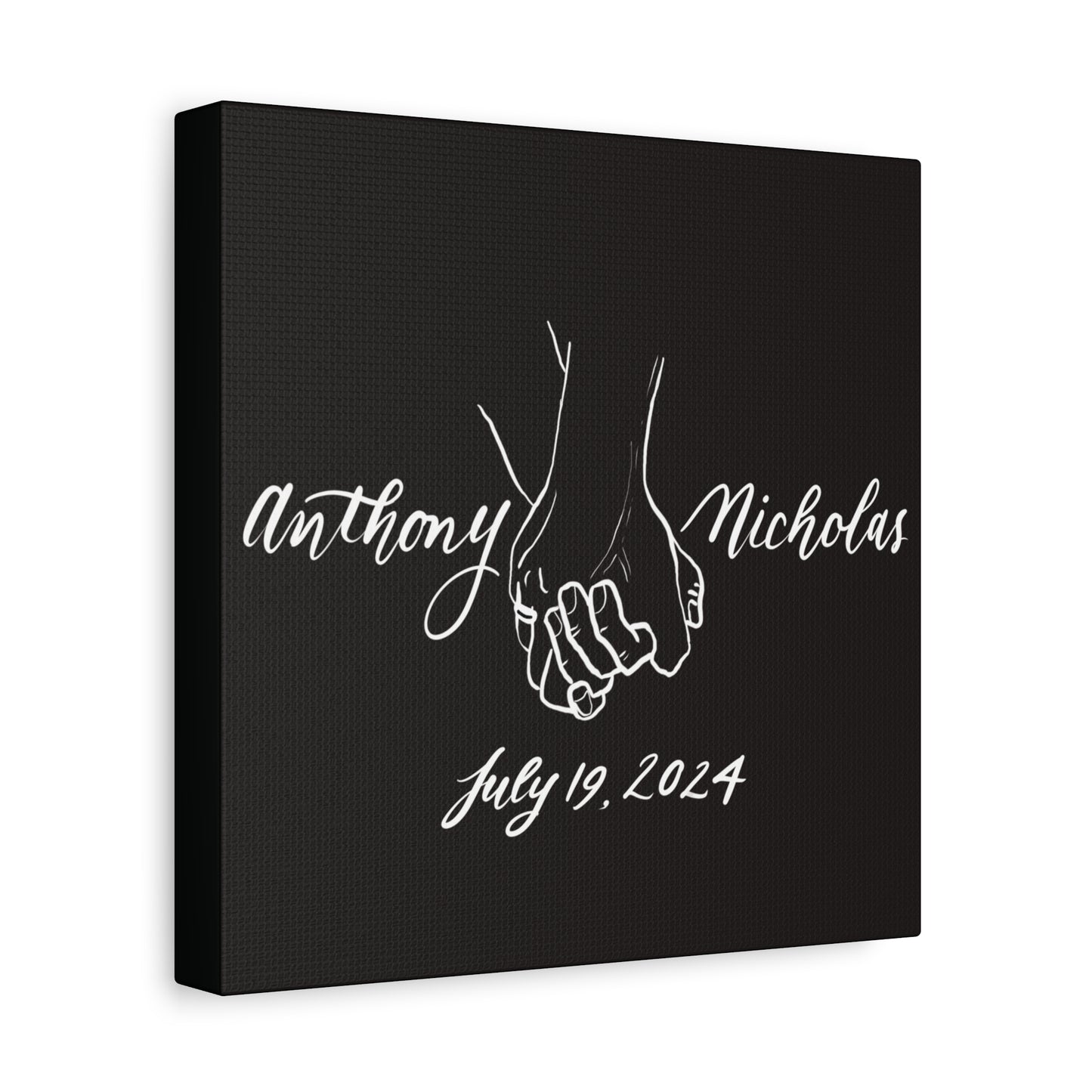 CUSTOM3 w Ring - Anthony & Nicholas - White Sketch on Black Canvas - Wedding Gift - Matte Canvas, Stretched, 1.25" - CUSTOM