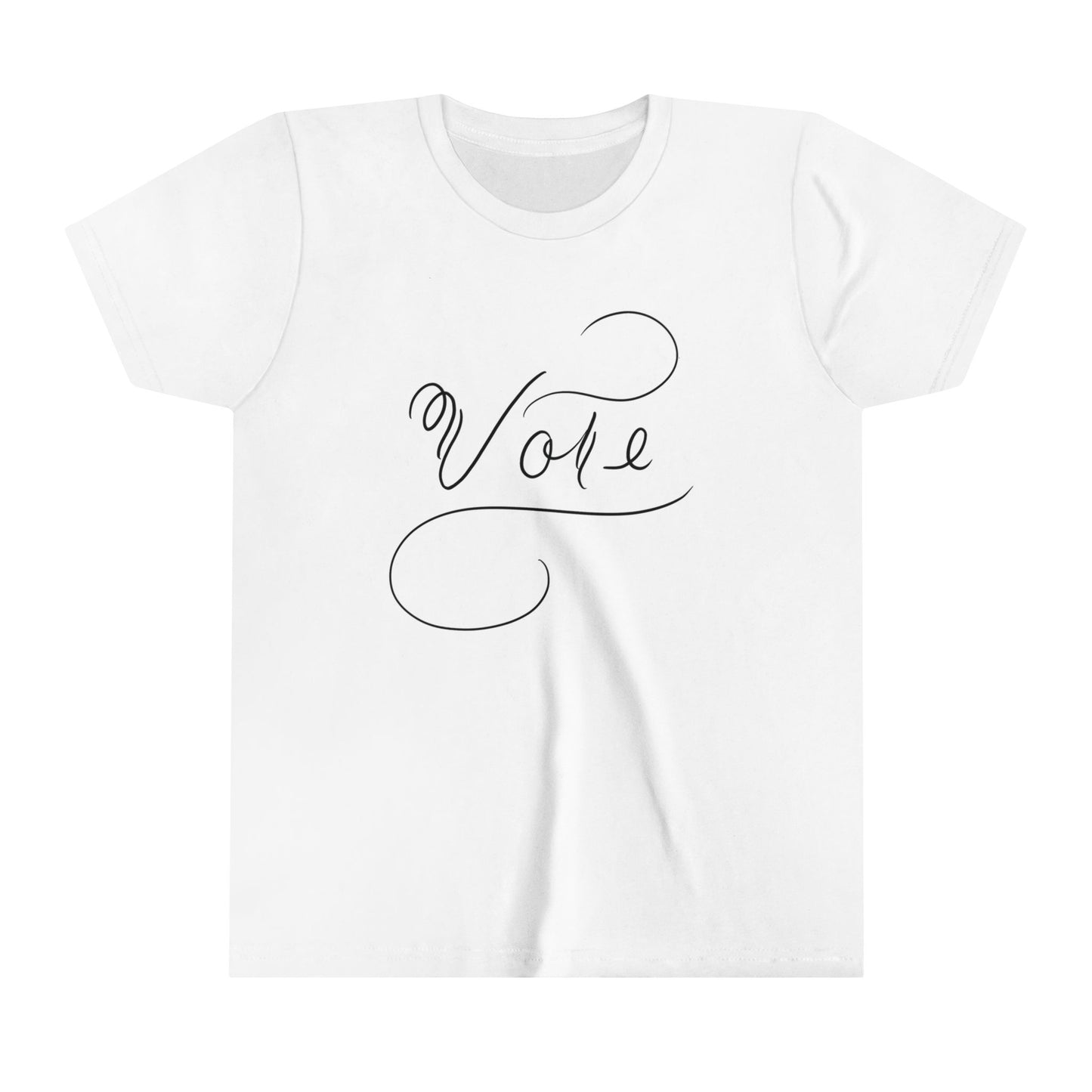 Unique "Vote" T-Shirt for KIDS - Black Script Calligraphy Printed Youth Short Sleeve Tee