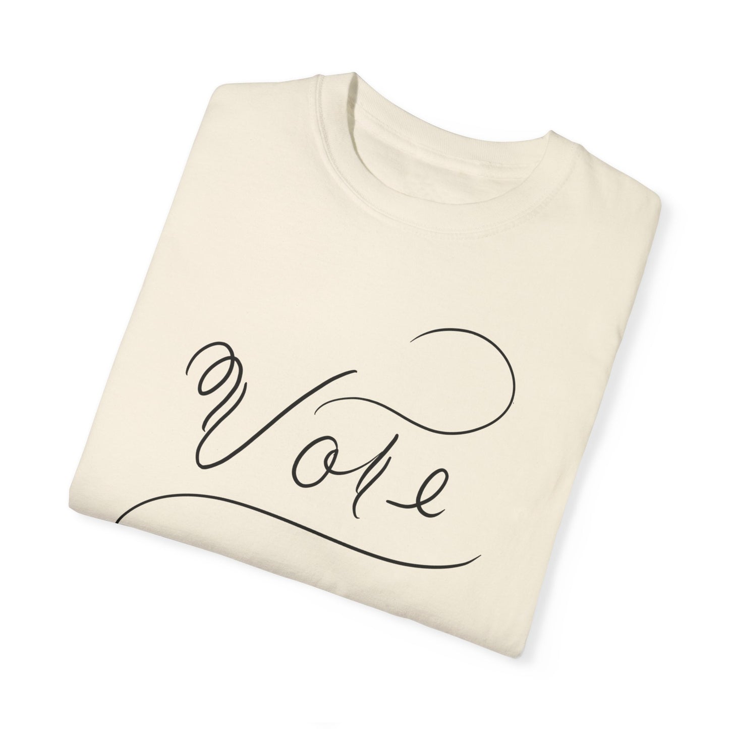 Unique "Vote" T-Shirt - Black Script Printed Calligraphy Unisex Shirt