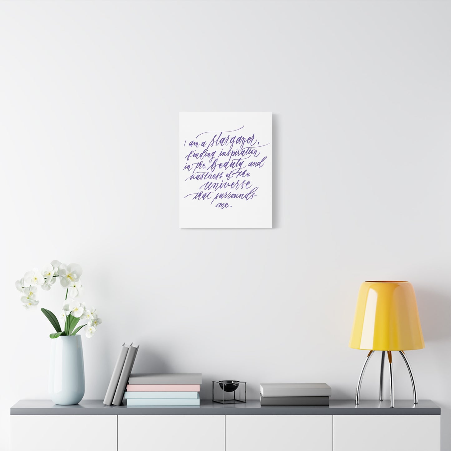 Wall Decor Canvas - "I am a stargazer..." Handwritten Calligraphy Printed on Matte Canvas, Stretched, 1.25" Depth - I am Empowered #05