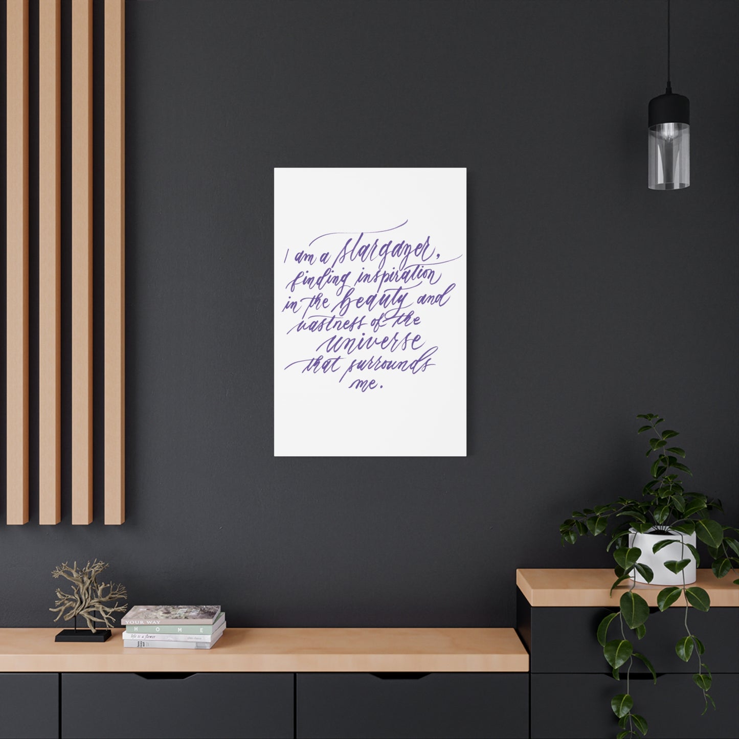 Wall Decor Canvas - "I am a stargazer..." Handwritten Calligraphy Printed on Matte Canvas, Stretched, 1.25" Depth - I am Empowered #05