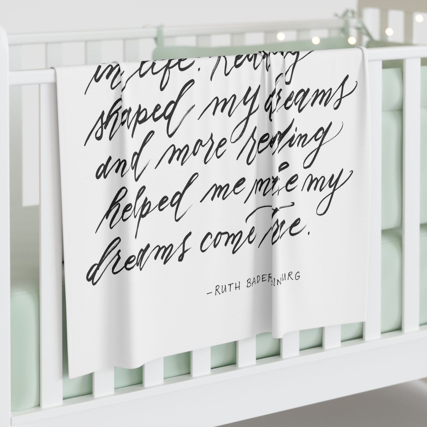 "Reading is Key" Ruth Bader Ginsburg RBG Quote Calligraphy Printed Super Soft Baby Swaddle Blanket