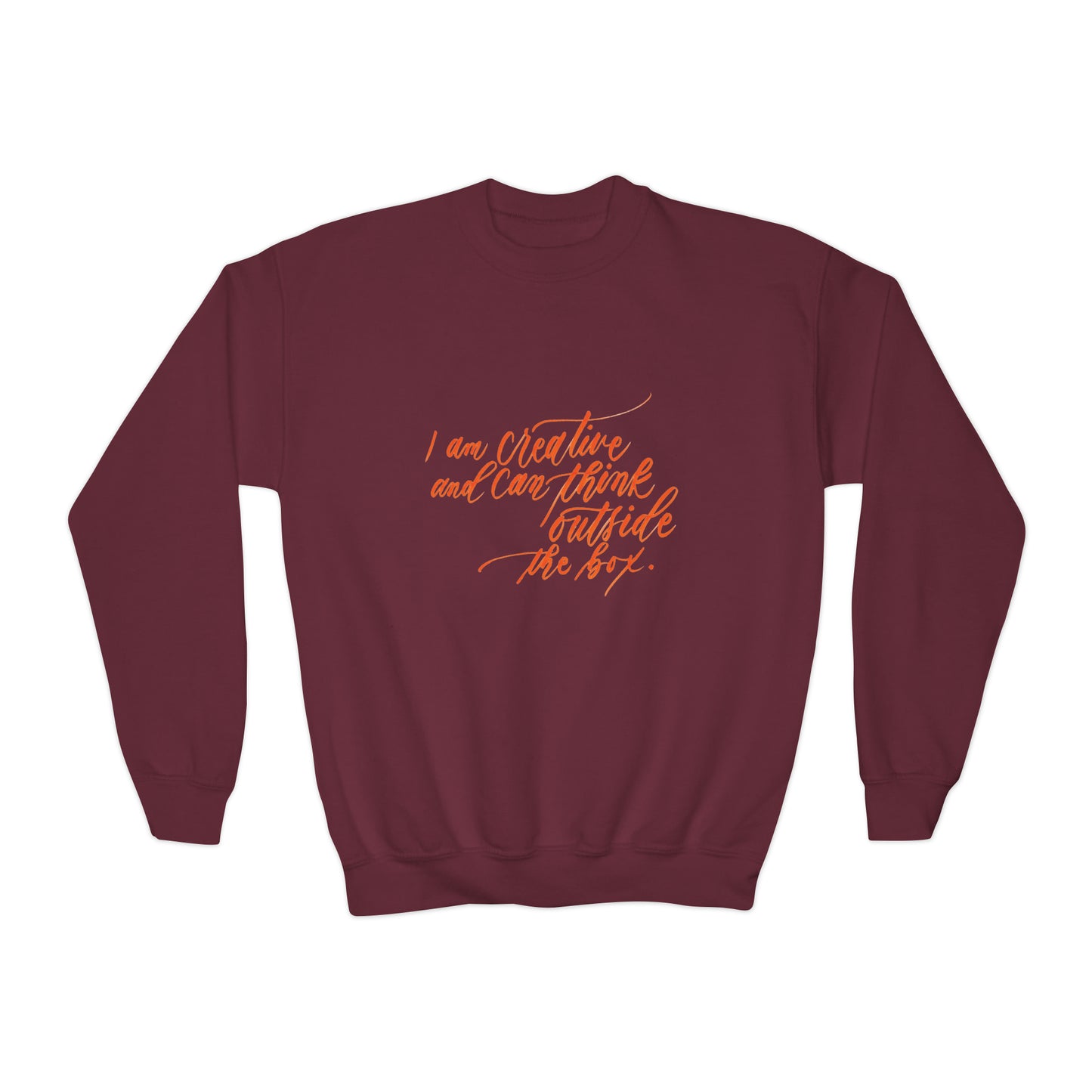 Arts Kids Sweatshirt - "I am creative..." Calligraphy Cotton Blend YOUTH Sweatshirt - I am Empowered #03